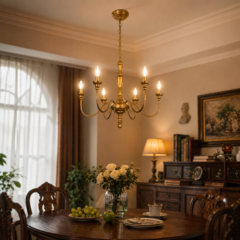 Lustre classique / traditionnel à 6 lumières à intensité variable