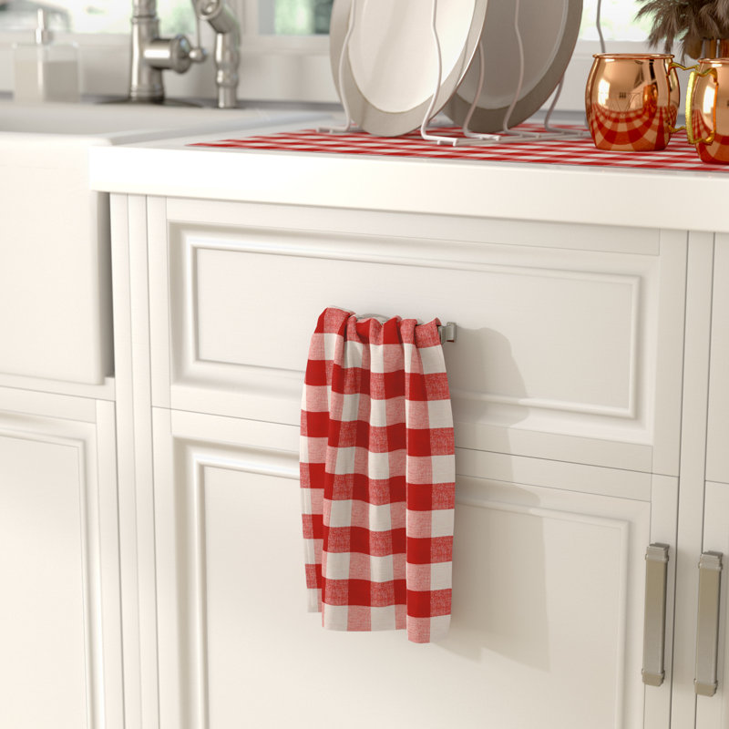 Dorine Cotton Tea Towel Kitchen Towel, Red/White
