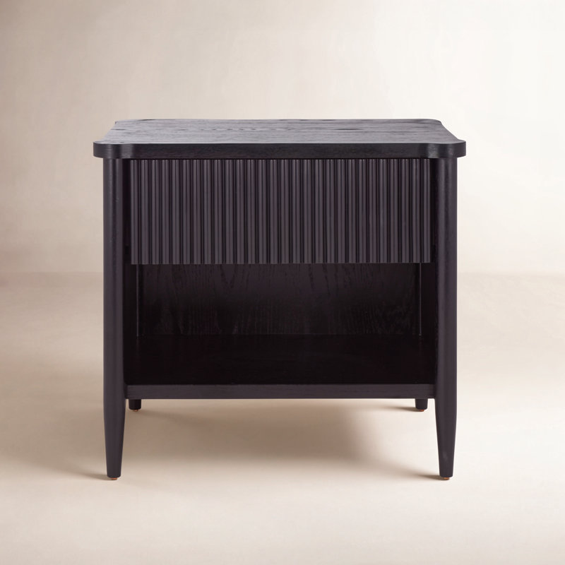 Dorchester 1 Drawer Reeded Nightstand, Black