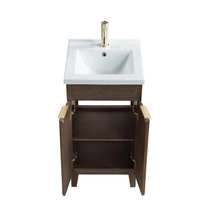 Ensemble de meuble-lavabo simple 18,1 po Dansfield, Brun antique épinette, Or brossé