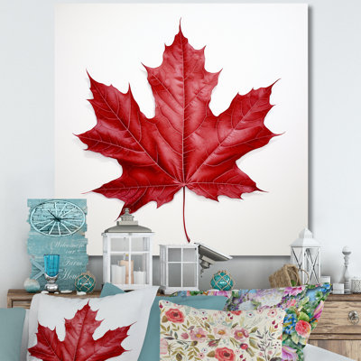 «Scarlet Maple Leaf Simplicity I», reproduction d'art sur toile encadrée
