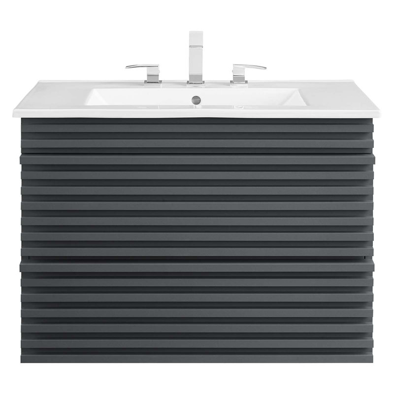 Meuble-lavabo mural Crawley, Blanc, Gris