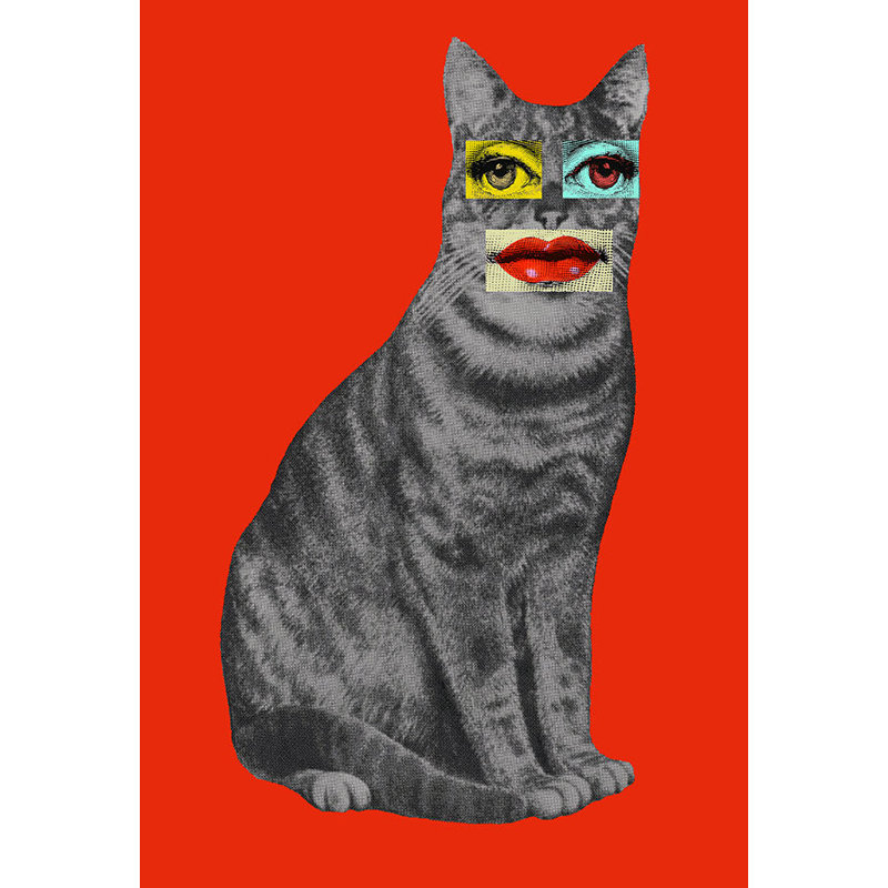 Cat Print by Jeffrey Goodman, Image Brush Gel, 36.75" H x 25.75" W