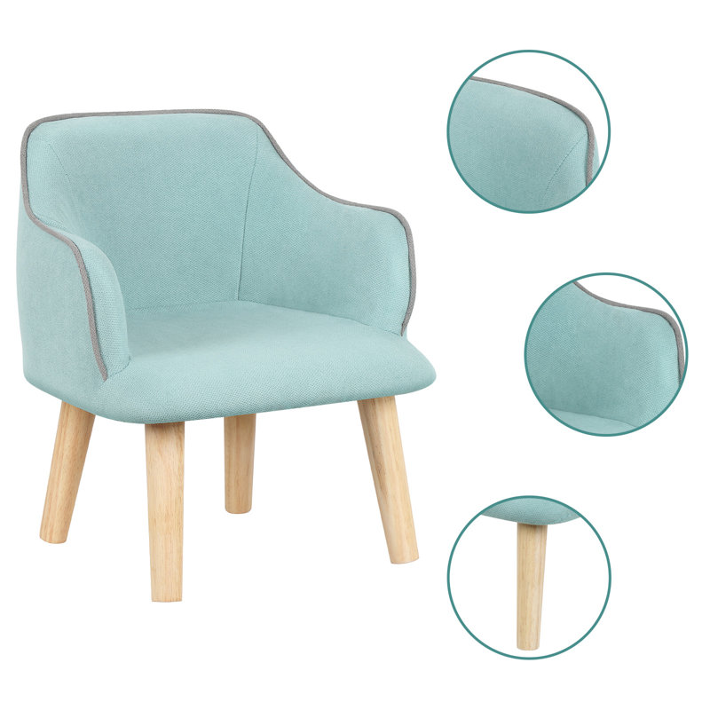 Home Low Wooden Chair with Backrest, Dark Blue