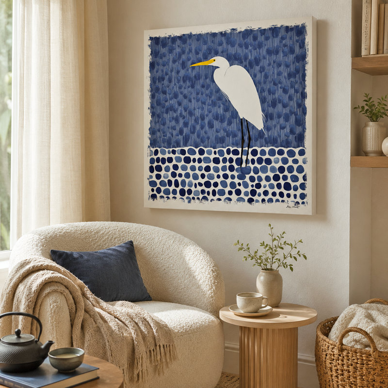Aigrette blanche, impression sur toile marine moderne, H 30 po x l 30 po x P 1,5 po
