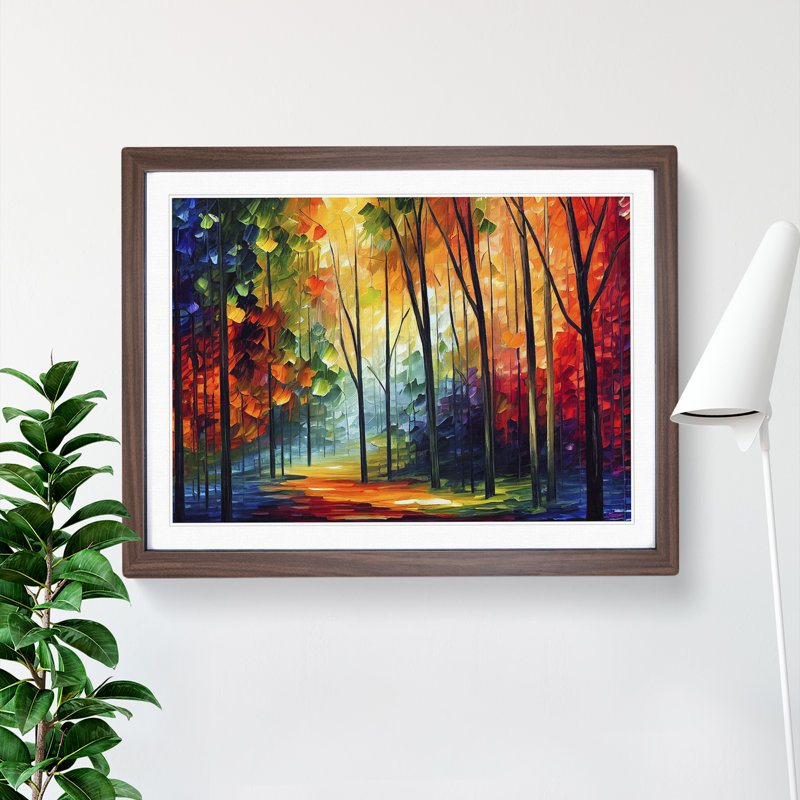 Forest Colours Vol.3 - Single Picture Frame Painting, 46cm H x 64cm W x 2cm D, Walnut