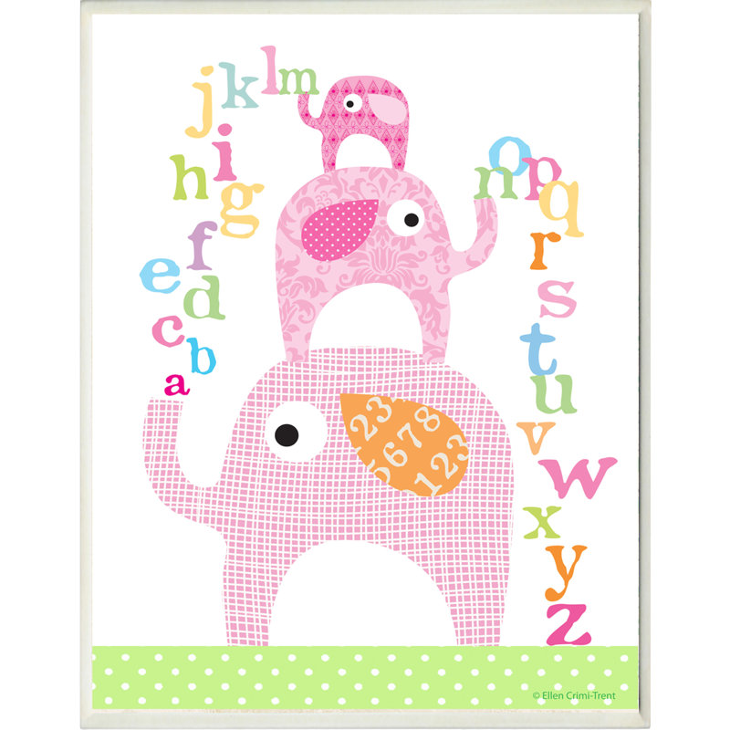« abc rose éléphants », impression