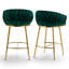 Tabourets de bar de 66 cm (26 po) en velours, hauteur de comptoir, avec dossier et repose-pieds incurvés en tissu tissé-541875778-541875785