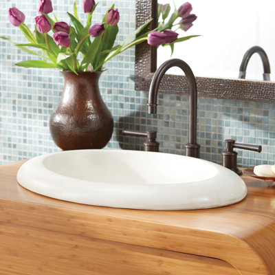 Cuyama NativeStone Concrete Handmade Oval Drop-In Bathroom Sink
