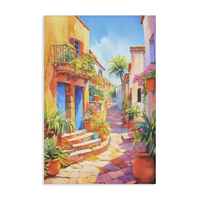 Bright Mediterranean City Canvas Wall Art by Andrea Haase