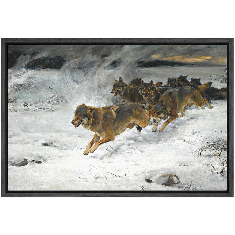 «Run Wolf Wolf», art dramatique de la nature, images de salon dramatiques, impression sur toile encadrée., H 16 po x l 24 po