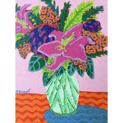Flowers On Pink Print by Sue Graef