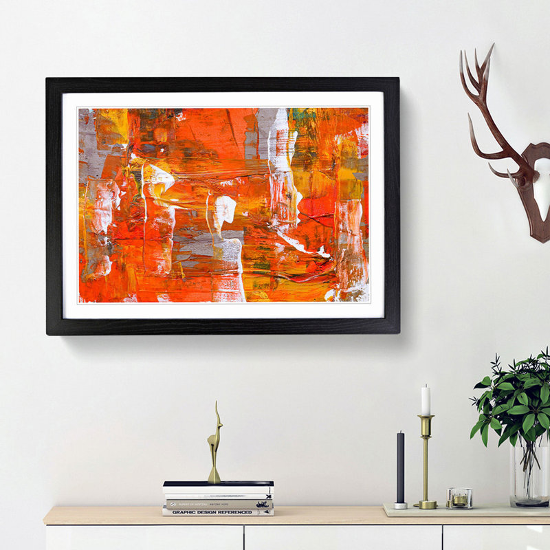 Abstract Art Painting Vol.252 by S.Johnson - Framed Print, Black Framed, 27cm H x 36cm W x 2cm D