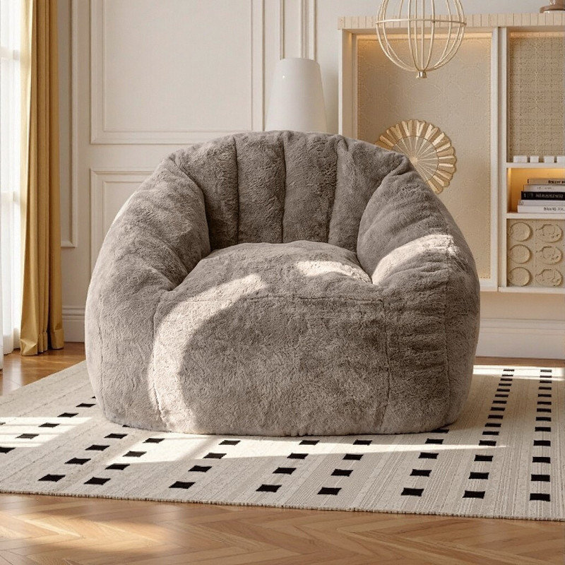 Fauteuil à billes surdimensionné de 48 po avec mousse haute densité, housse amovible et base antidérapante pour le salon ou la chambre à coucher
