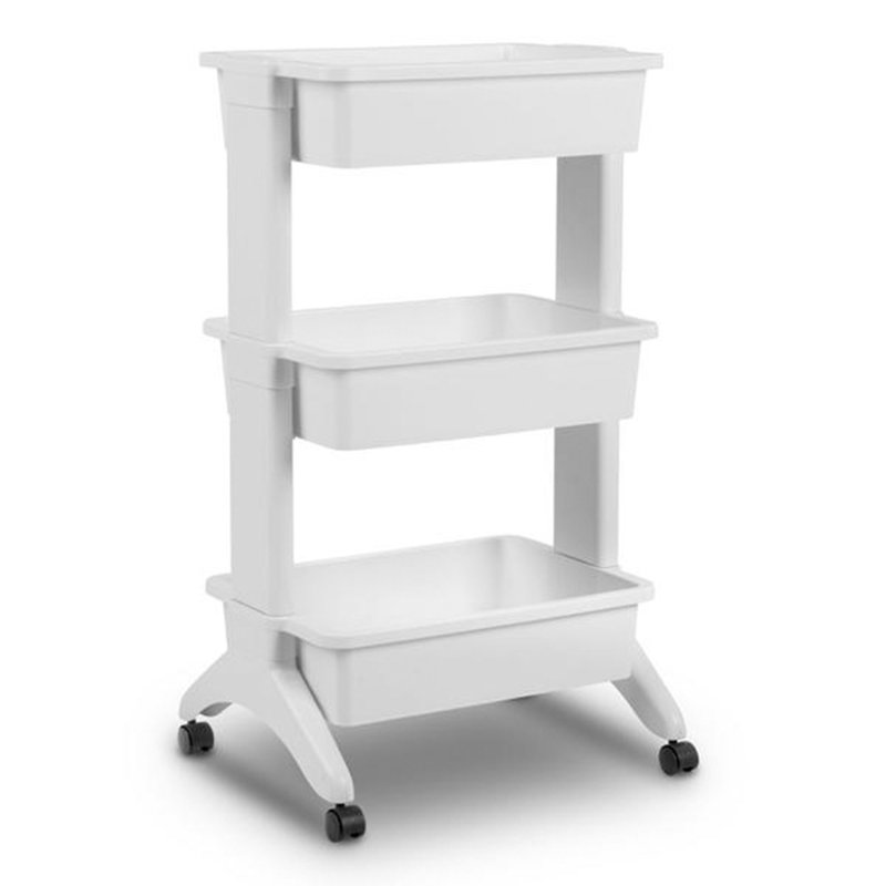 White 3-Tier Utility Rolling Storage Cart Set