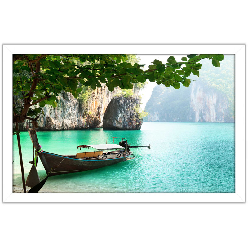 «Hidden Phi Phi Island Thailande», reproduction de photo encadrée, H 21,5 po x l 27,5 po x P 0,75 po, Cadre blanc