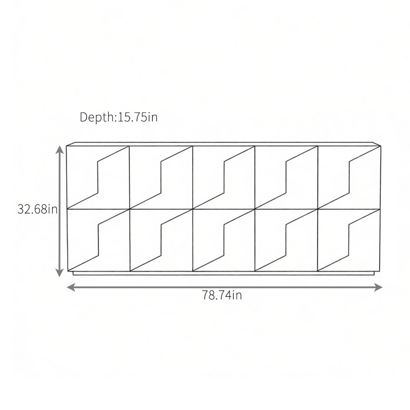 Buffet noir et blanc Creative Design, 32.68" H x 78.74" W x 15.75" D