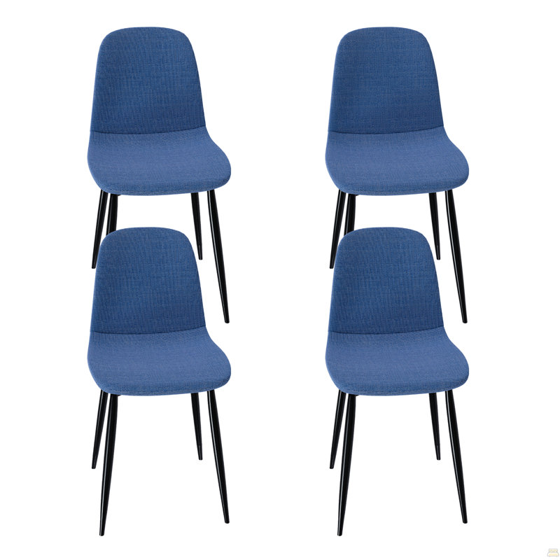 Chaises de salle à manger en tissu avec pieds en fer, Bleu