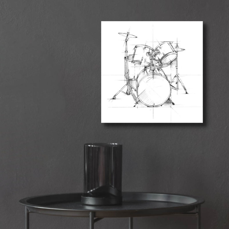 "Drum Sketch" by Ethan Harper, Acrylic Glass Wall Art, 12" H x 12" W x 0.12" D