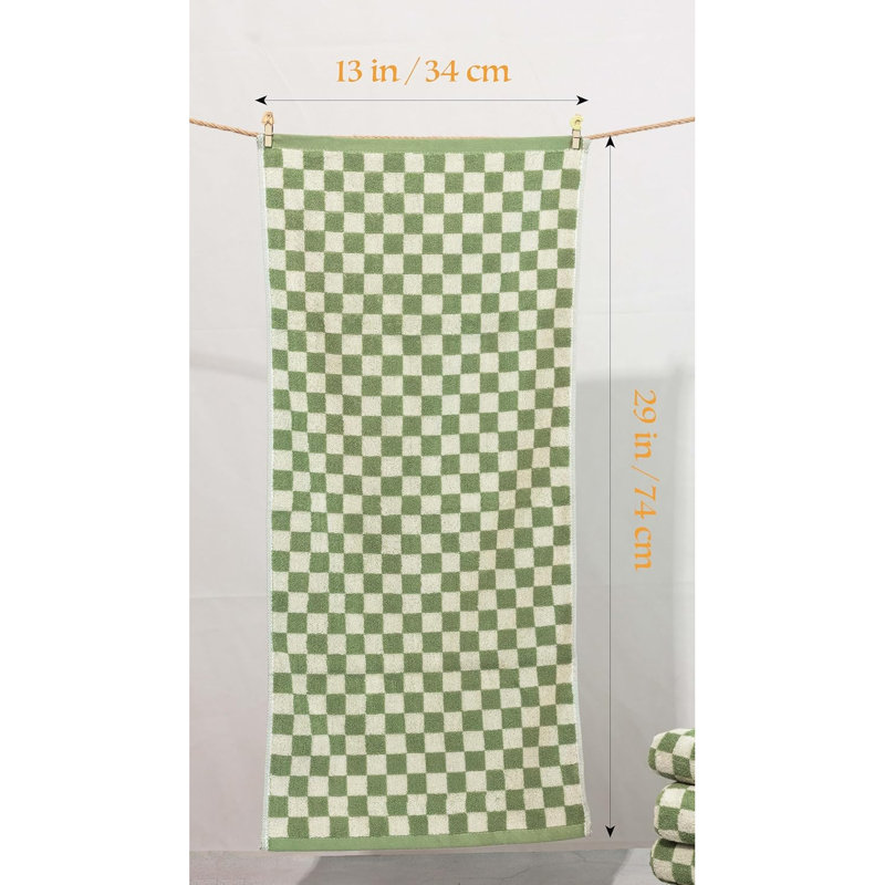Checkered Cotton Hand Towels 1pc - Soft, Absorbent, and Decorative Checkered Design for Bathroom, Kitchen, Gym, and Spa - 13 x 29 Inches for Any Occasion