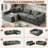 104" Modular L-shaped Corduroy Sectional Sofa Chaise, U-Shaped Sofa Bed Sleeper with 6 Pillows, No Assembly Needed-1604212416