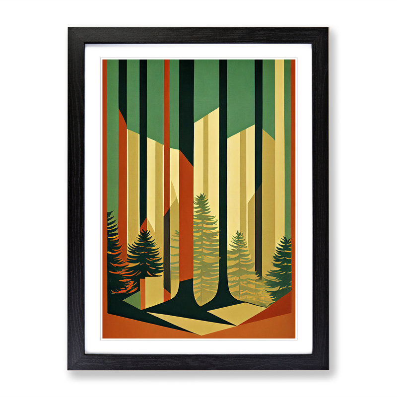 Forest Deco No.1 - Single Picture Frame Painting, 64cm H x 46cm W x 2cm D, Black
