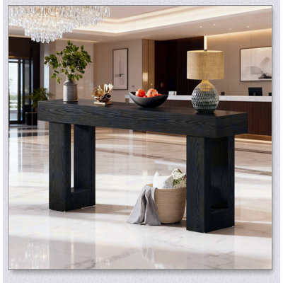 Console en bois, table d'appoint, table de salon rectangulaire derrière le canapé