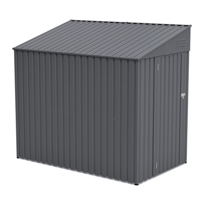 4X7 Ft. Metal Lean-To Storage Shed Outdoor Tool Room With Door Lock And Foundation Kit Included
