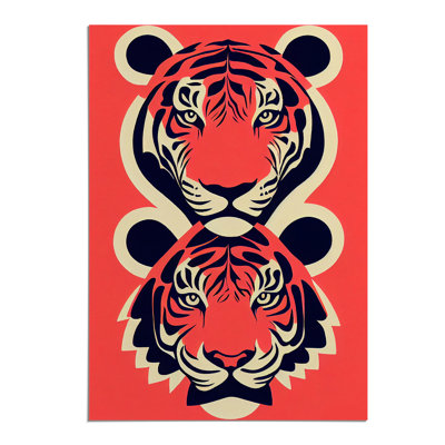 Two Tiger Heads - Wall Art