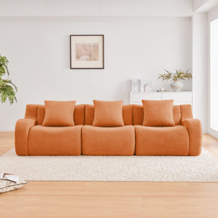 Boneless Sectional Sofa Teddy Fabric Couch ,anti-slip Design,32d High Density Sponge For Living Rooms Bedrooms Reading Nook