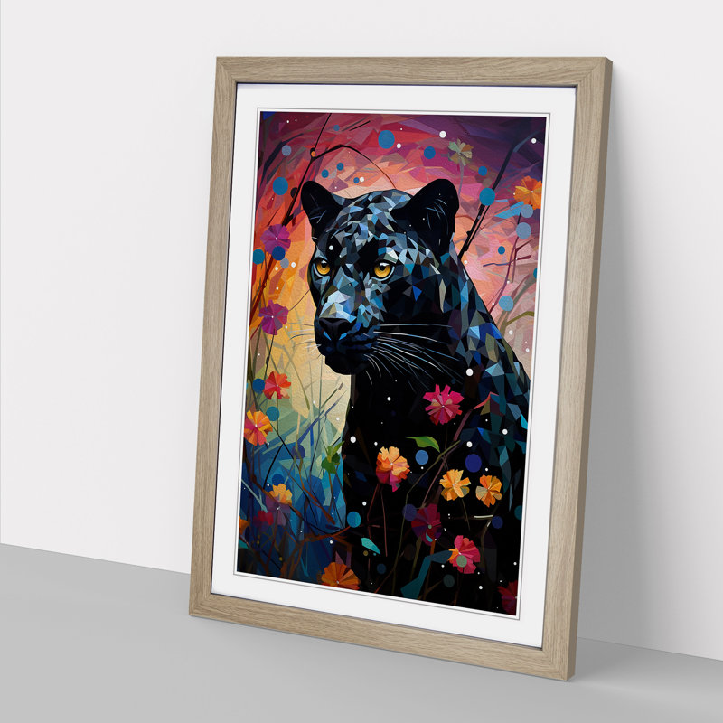 Panther Orphism - Framed Print, 34cm H x 25cm W x 2" D, Oak Framed