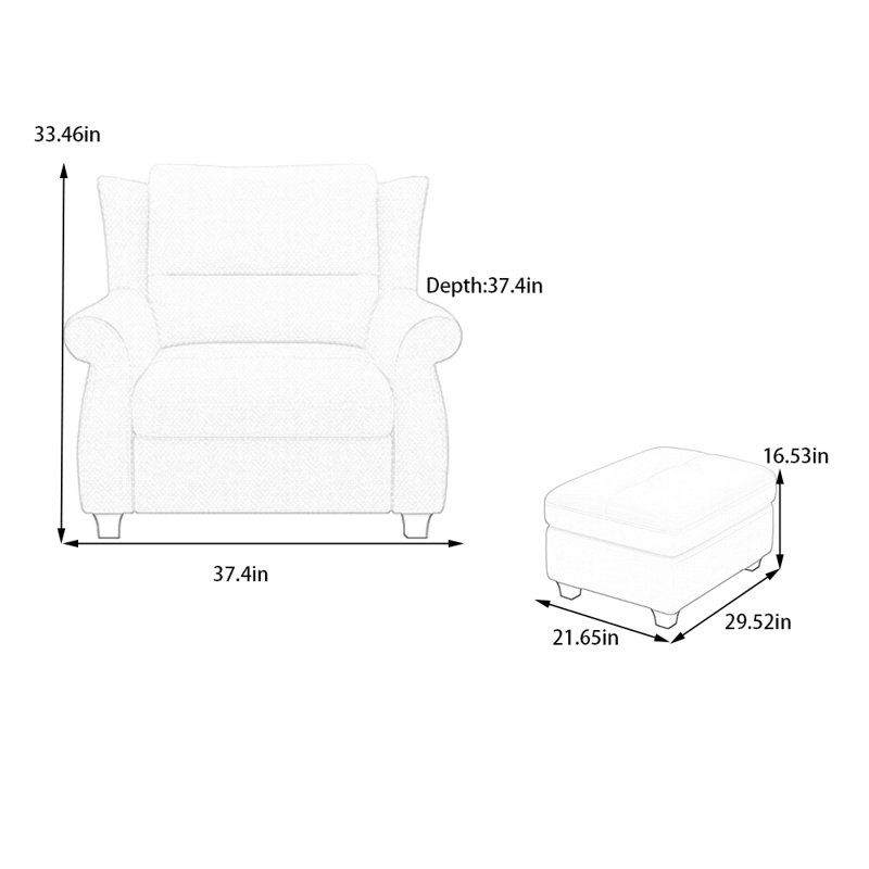 Fauteuil inclinable ergonomique en coton et lin, Gris clair