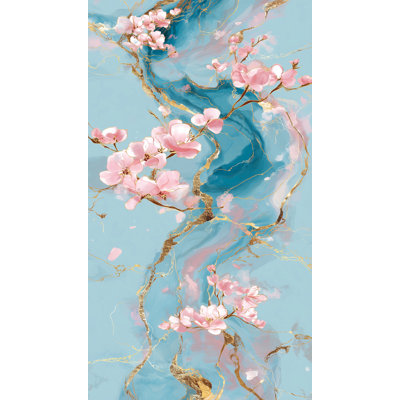 «Blossoms Over Blue», art mural sur toile tendue