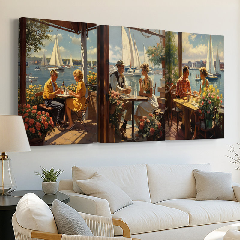 Reproduction de portrait rétro Lxxi - toile tendue sur mesure - 3 pièces