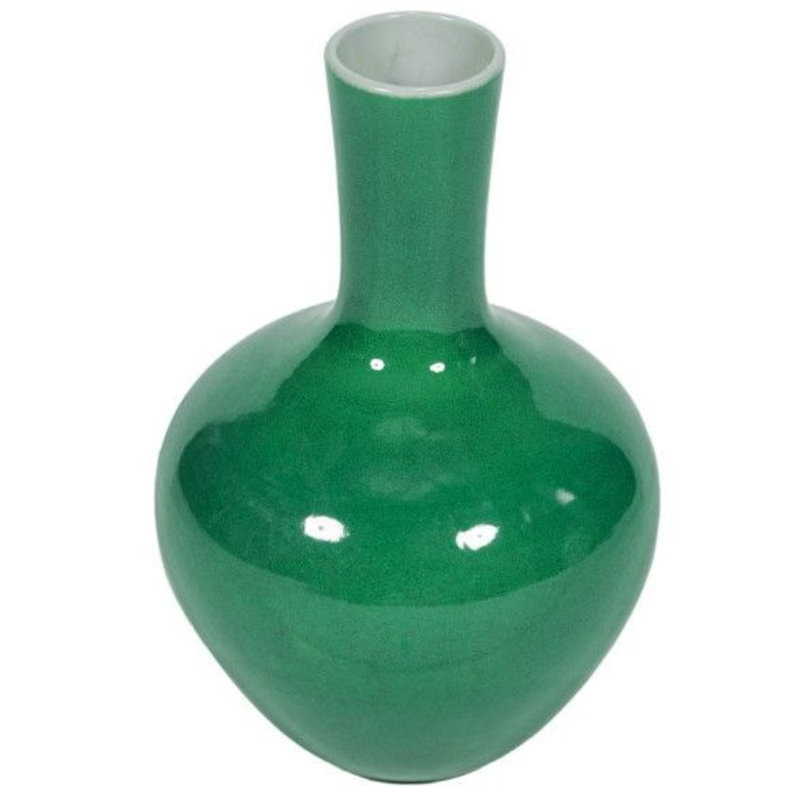 Handmade Table Vase, 21" H x 14" W x 14" D, Orange Crackle