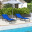 Chaise de patio pliante - 4 inclinables, filet respirant, bleu plage supplémentaire