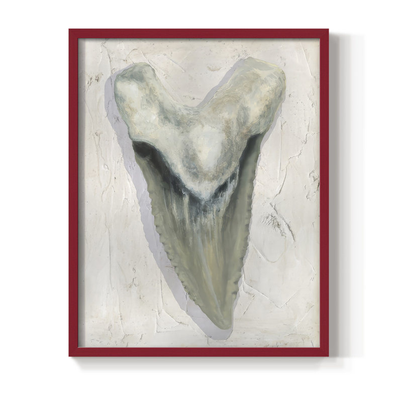 Watercolor Sharks Tooth II Framed Print - Solid Wood, 15" H x 12" W, Red