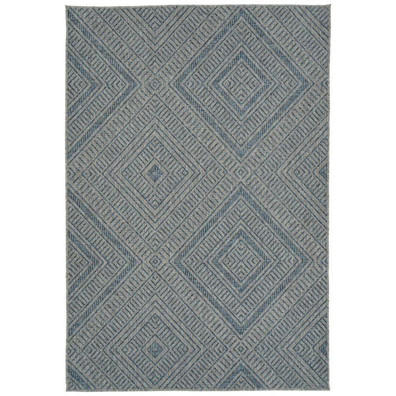 Modern Transitional Geometric Southwestern Textured High-Low Cut & Loop Rug, Runner 2' x 6'