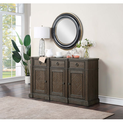 Classic Traditional Driftwood Brown Finish Server With 3 Drawers Storage Cabinets Wooden Furniture 1Pc