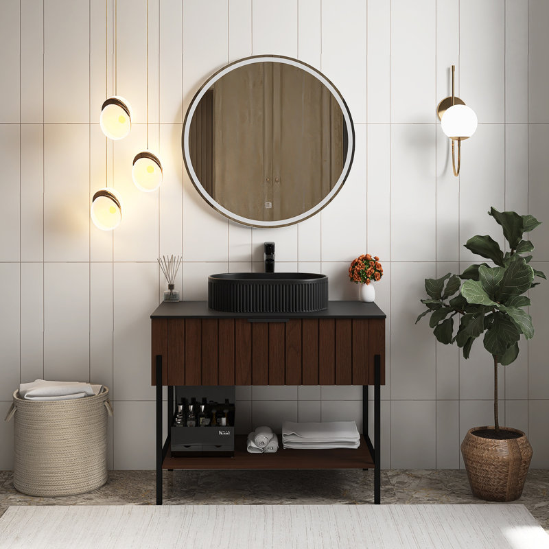 Meuble-lavabo autoportant à rayures 36 po avec lavabo 36 po