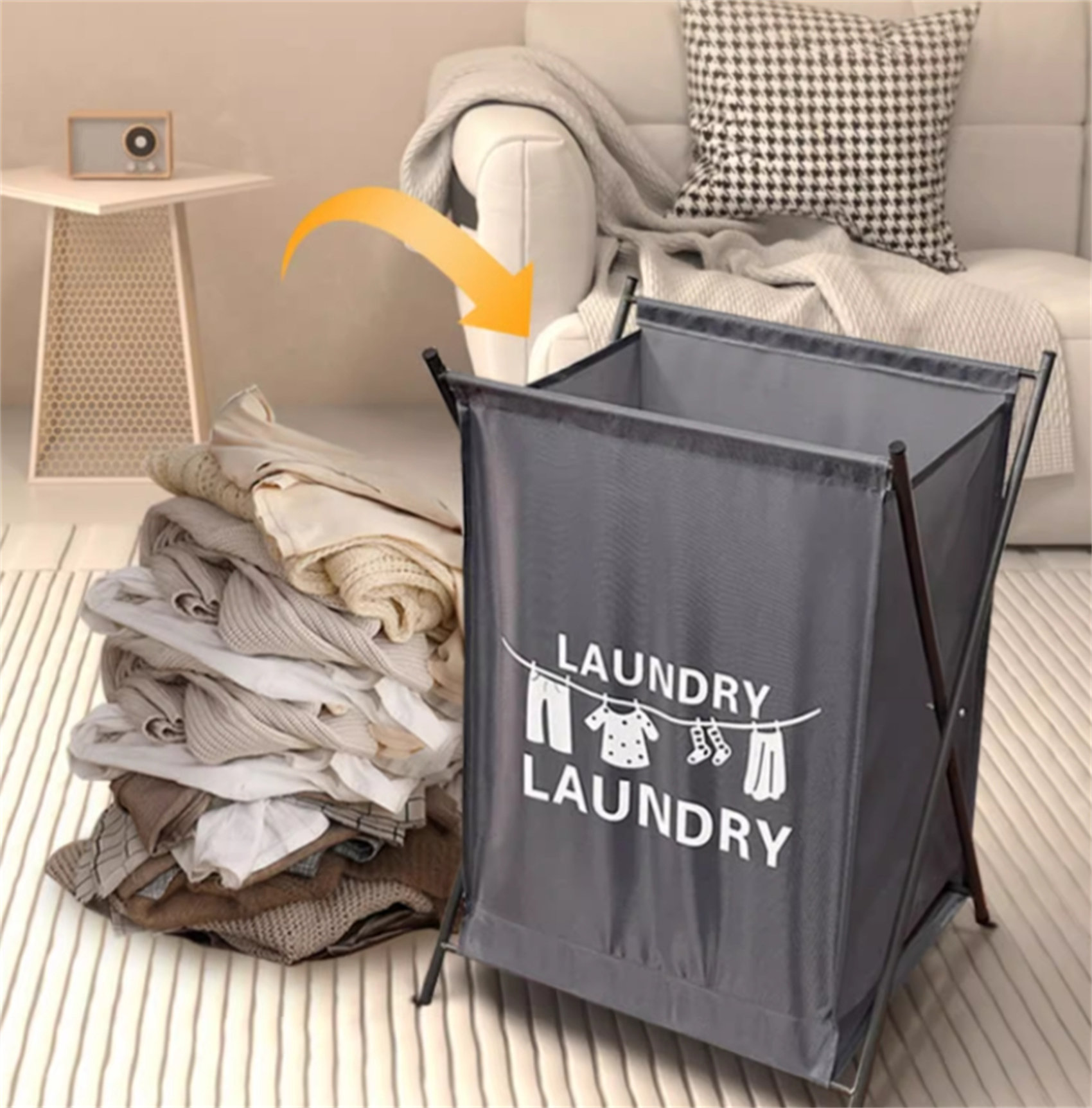 Latitude Run® Fabric Laundry Hamper with Handles | Wayfair