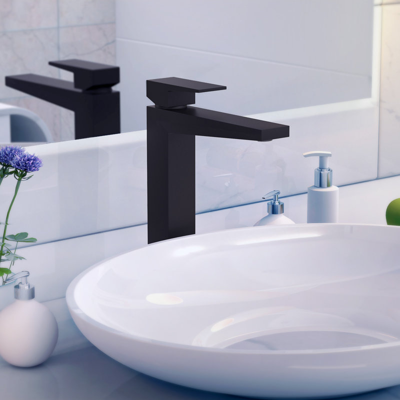 Lulani Boracay Single Hole Bathroom Faucet with Drain Assembly, Matte Black
