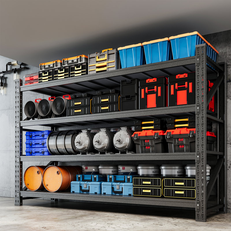 Tablettes robustes en acier à 4 niveaux de 75,0 po - Support de rangement réglable pour garage, entrepôt, garde-manger et outils