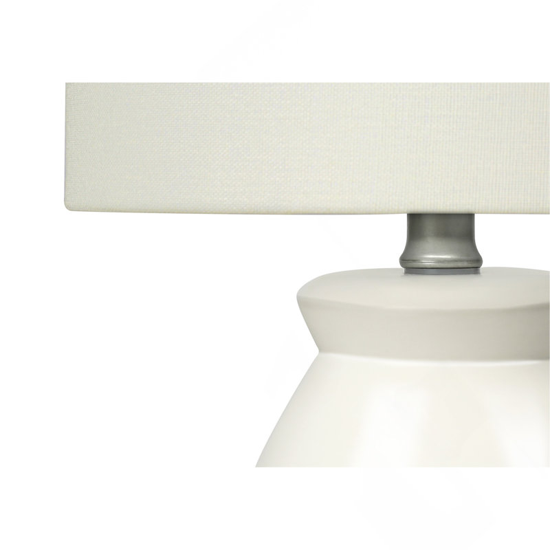 Modern 17" Ceramic Table Lamp, Rotary Switch & 5 Ft Cord, Small Nightstand Lamp for Bedroom, Living Room, Home Office