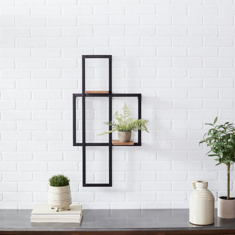 Tablette murale L 17,5 po x H 33,5 po fer / bois
