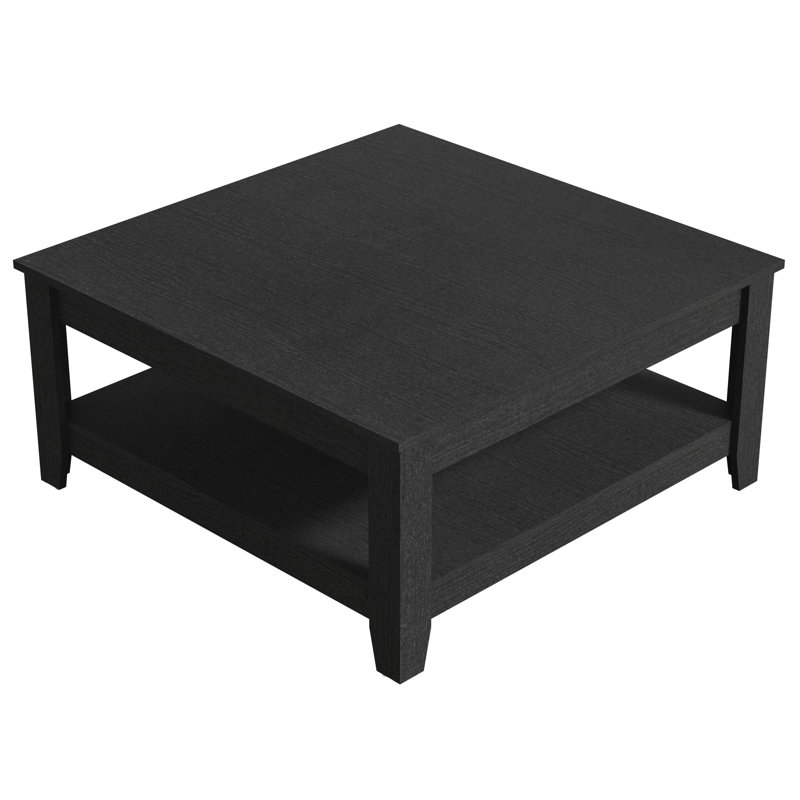 Table basse avec rangement Weddel Basilico, Chêne noir