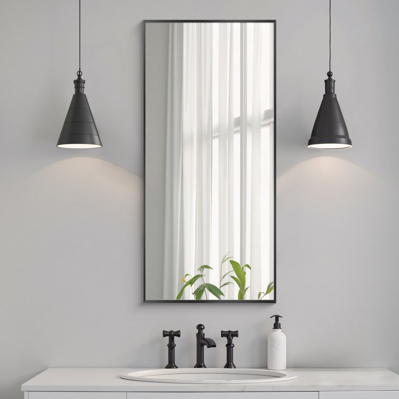 Miroir décoratif de salle de bain H 47 po x l 22 po, 47 po x 22 po, Noir