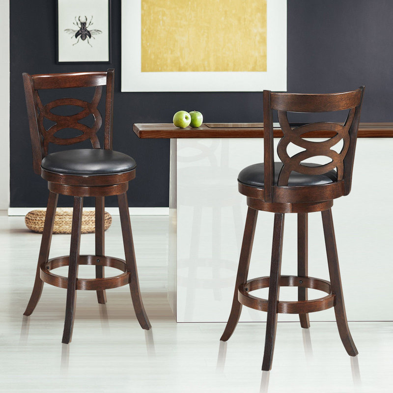 Swivel Upholstered Counter Stool with Solid Wood Frame, Counter Stool (24" Seat Height)