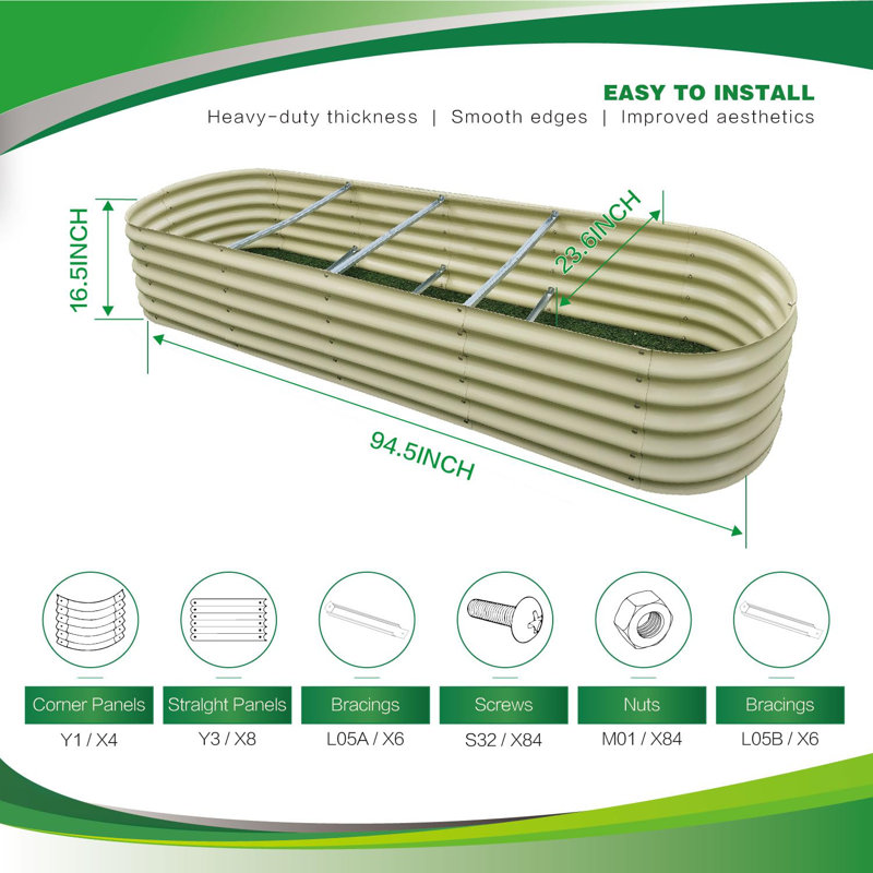 Galvanized Elevated Garden Bed, White