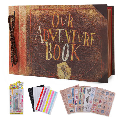 80 Pages Retro Photo Album Gift Our Adventure Book DIY Scrapbook Photo Album With Pen Stickers Postcards Tapes Conner Stickers